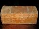 1800 - 30s Hide Covered Trunk Document Box Lock Chest Box Leather American Antique 1800-1899 photo 2