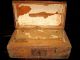 1800 - 30s Hide Covered Trunk Document Box Lock Chest Box Leather American Antique 1800-1899 photo 6