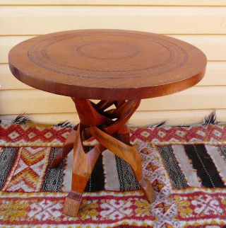 Heavy Old Hand Carved Solid Wood Table From New Guinea photo
