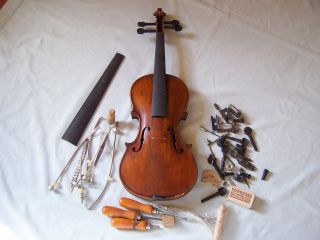 Early 1900 ' S Copy Of Nikolaus Amati Maple Wood Violin Germany Antique Vtg photo