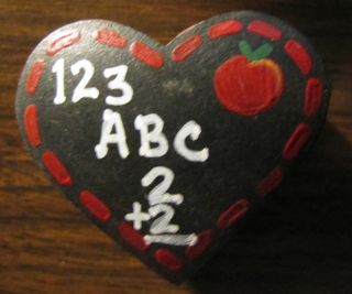 123 Abc 2+2 Teacher Trinket Box Paperclip Holder All Wood Handmade Hand Painted photo