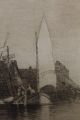 19thc Antique Hendricks Hallet Maritime Ferry Boat Fishing Ship Harbor Etching Other photo 4