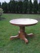 Stunning Antique 1930 ' S Solid Oak Dining Or Kitchen Pedestal Table 1900-1950 photo 3