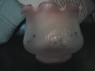 Pink And Etched Glass Oil Lamp Shade photo