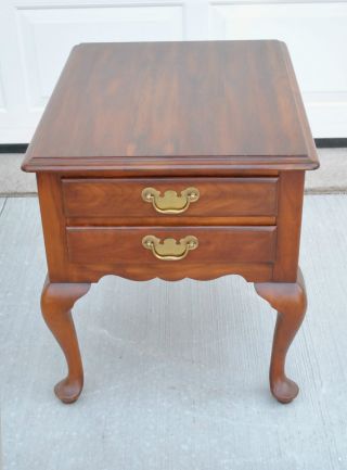 Cherry Queen Anne Side Table With 2 Drawers By Henkel Harris photo