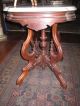 Antique Walnut Victoian White Marble Top Table 1800-1899 photo 3