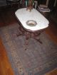 Antique Walnut Victoian White Marble Top Table 1800-1899 photo 4