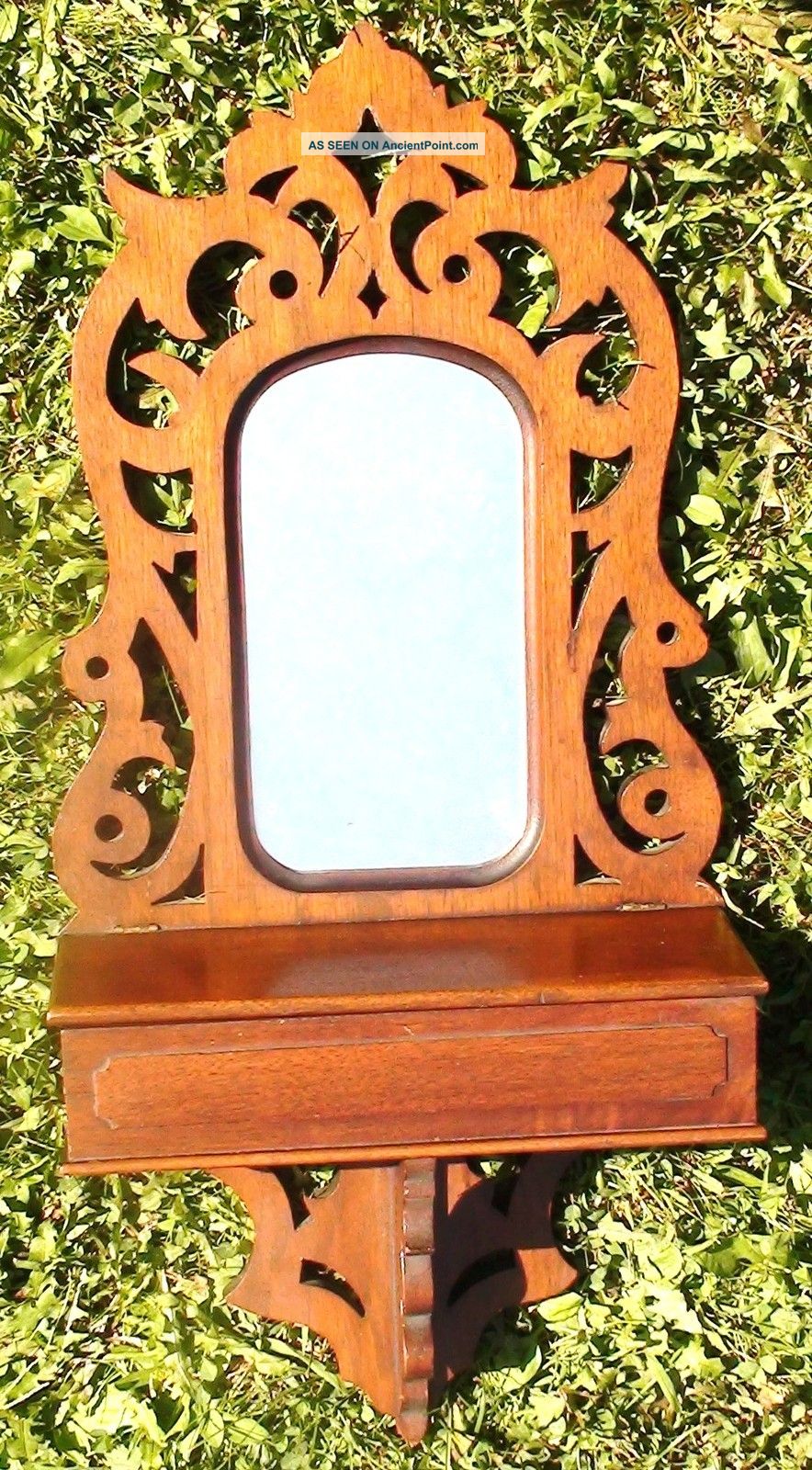 Early,  Antique,  Hand Made,  Wooden Key Box,  With Mirror.  W/ Writing,  Mid 1800 ' S 1800-1899 photo