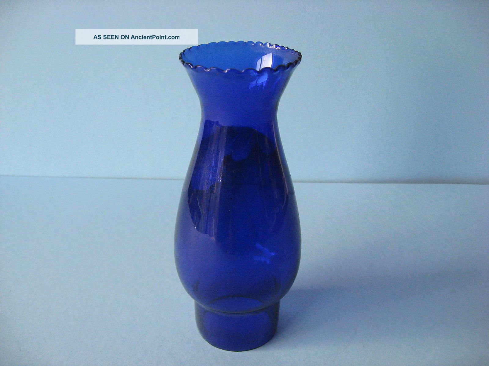 Blue Glass Funnel For Oil Lamp Vintage 20th Century photo