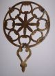 Antique Vintage Solid Brass Footed Trivet For Iron Rest Round With Handle Trivets photo 2