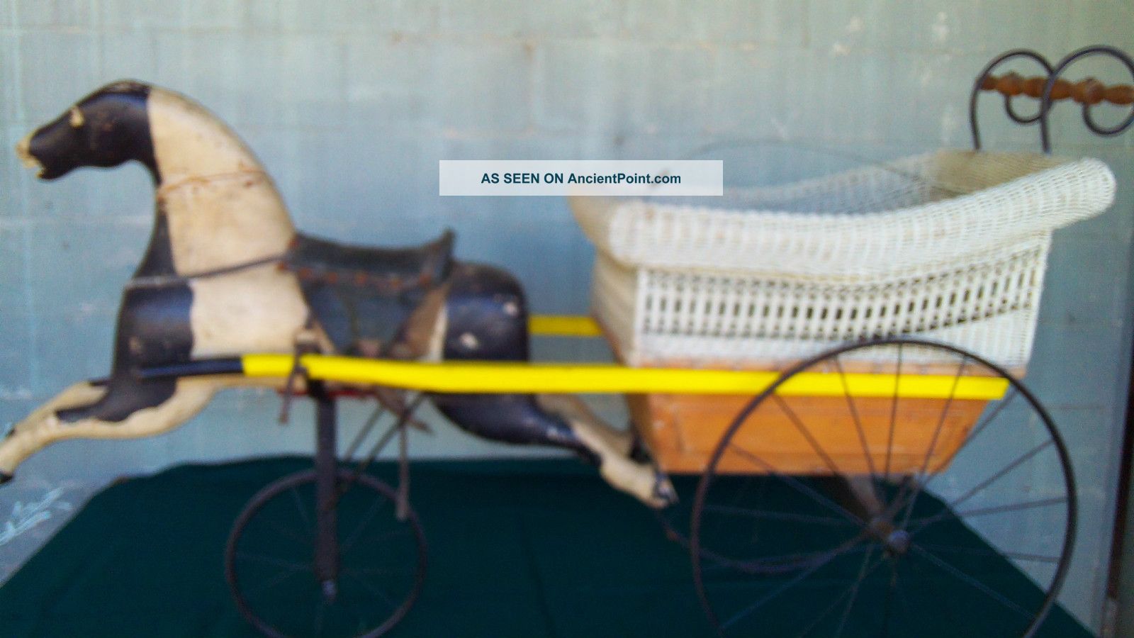 Antique Horse Drawn Baby Stroller Very Rare Primitives photo