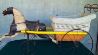 Antique Horse Drawn Baby Stroller Very Rare photo