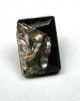 Antique Leo Popper Glass Button Black W/ Silver Rectangle Peg Shank Buttons photo 1