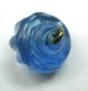 Antique Charmstring Glass Button Blue Candy Mold With White Ball Top Swirl Back Buttons photo 2