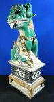 Pair Of Hand Painted Porcelain Chinese Foo Dogs Large & Heavy Foo Dogs photo 5