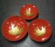 H583: Japanese Old Lacquer Ware 3 Sake Cups With Stand W/japan Flag Makie Other photo 1