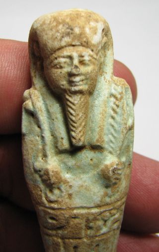 Pc2004uk A Late Period Egyptian Shabti In Faience With Heiroglyphics 123q photo