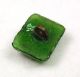 Antique Leo Popper Glass Button Green Rectangle W/ Silver Buttons photo 2