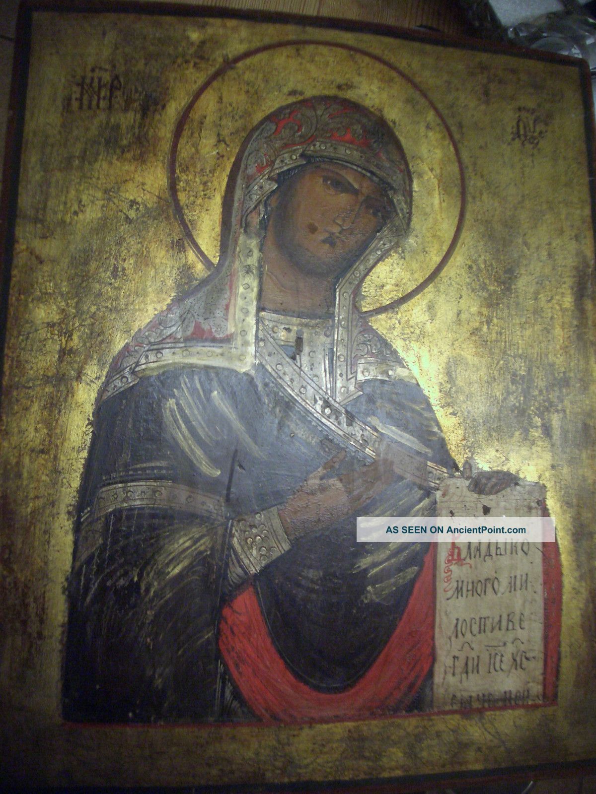 Large 18/19th Century Russian Icon.  On Panel Russian photo