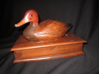 Great Antique Primitive Carved Duck Decoy W/glass Eyes Box photo