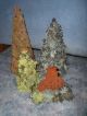Vintage Inspired Hand Crafted Set Of 3 Moss Covered Christmas Trees & Snowman Primitives photo 9