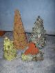 Vintage Inspired Hand Crafted Set Of 3 Moss Covered Christmas Trees & Snowman Primitives photo 7