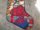 Vintage Hand Crafted Cross Stitched Dog & Cat Stocking - Lrg S - Needelpoint - 5 Primitives photo 1