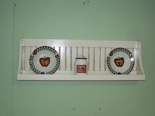 Bowl Rack Plate Shelf Distressed Antiqued White Country Wall Shelf photo