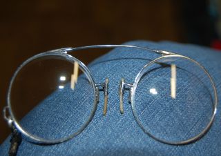 Vintage Antique Pince - Nez Eye Glasses Art Deco Design Spectacles Ribbon & Case photo
