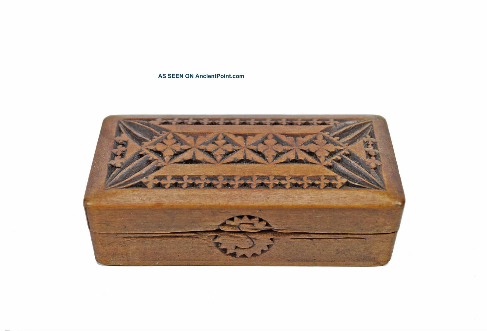 Antique Frisian Chip Carved Postal Stamp Box.  Dutch. Boxes photo
