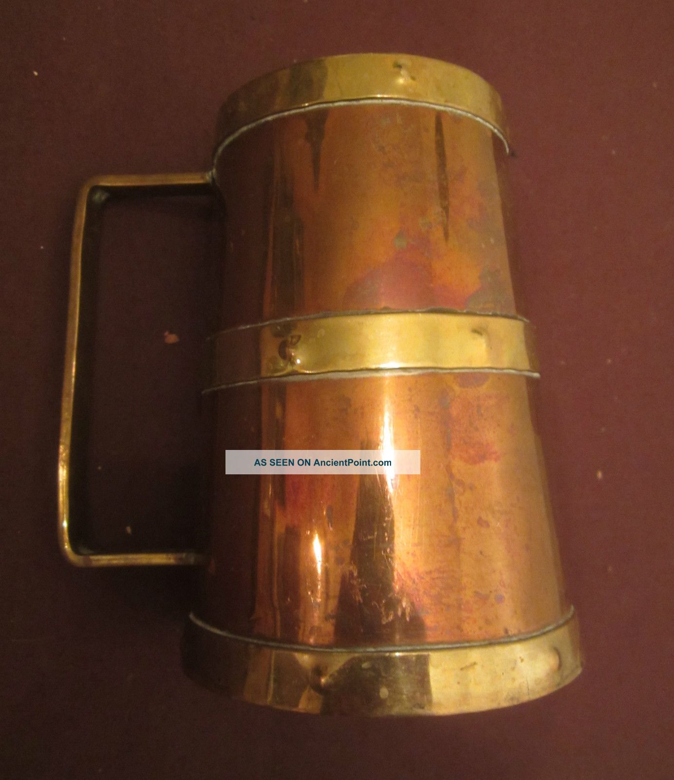 Antique Handmade Heavy Thick Copper And Brass Mug Stein Drinking Old Cup Metalware photo