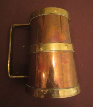 Antique Handmade Heavy Thick Copper And Brass Mug Stein Drinking Old Cup photo