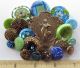 Buttons Mix Vintage & New Glass Metal Rhinestones. .  Green & Blue Gold Buttons photo 3