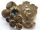 Buttons Mix Vintage & New Glass Metal Rhinestones. .  Green & Blue Gold Buttons photo 6