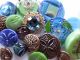 Buttons Mix Vintage & New Glass Metal Rhinestones. .  Green & Blue Gold Buttons photo 7