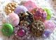 Buttons Mix Vintage & New Glass Metal Rhinestones Pinks Lavender Green Buttons photo 3