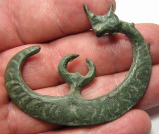 Pc2004uk A Romano / Celtic Bronze Pendant With Animal Head Detail. . .  166q photo