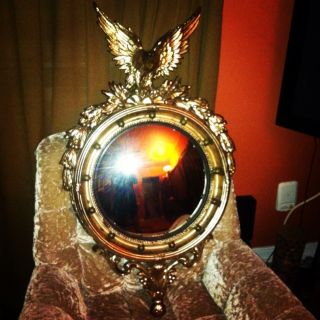 Big Federal Eagle Large Wall Mirror Convex Bullseye Fish Eye Mid Century Turner photo