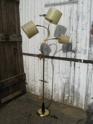 Vintage Mid Century Modern Brass Floor Lamp Art Deco Light photo