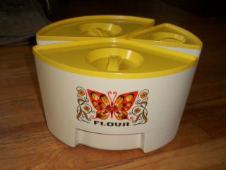 Mid Century Retro Vintage Round Sterilite Butterfly Canister Set 1960 ' S photo