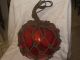 Antique Japanese Glass Fish Net Floats - Red - Amber - Large Fishing Nets & Floats photo 2