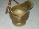 Antique Lion Head Ornate Brass And Wood Handle Large Coal Bucket Hearth Ware photo 2