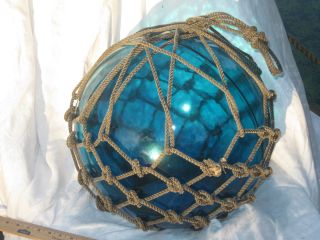 Antique Japanese Glass Fish Net Floats - Aqua Blue - Xx Large/huge photo