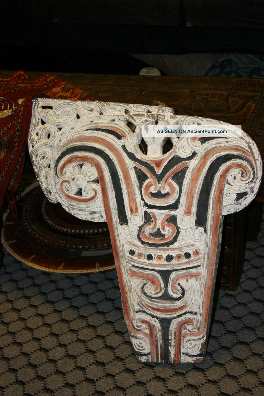 Rare Antique Madura Maritime Art Long Boat Model Hand Carved Polychrome 210a2 Model Ships photo