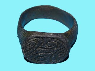 Ancient Greek Bronze Seal Ring photo