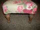 Vintage Shabby Roses Antique Foot Bench Covered Foot Stool 1900-1950 photo 1