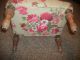 Vintage Shabby Roses Antique Foot Bench Covered Foot Stool 1900-1950 photo 2