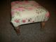 Vintage Shabby Roses Antique Foot Bench Covered Foot Stool 1900-1950 photo 3
