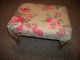 Vintage Shabby Roses Antique Foot Bench Covered Foot Stool 1900-1950 photo 4