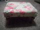 Vintage Shabby Roses Antique Foot Bench Covered Foot Stool 1900-1950 photo 5
